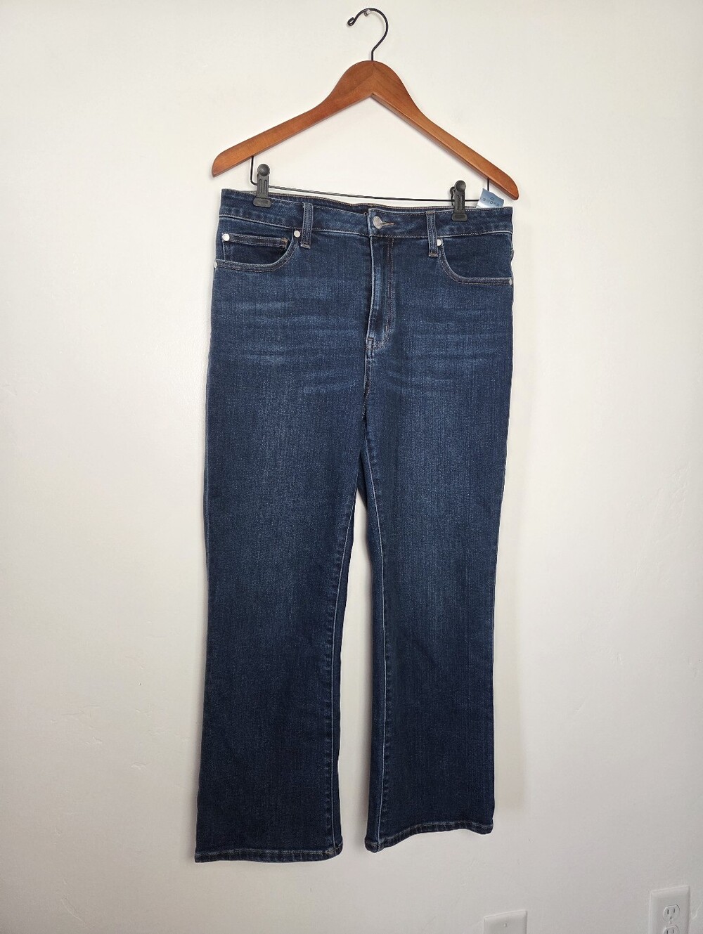 Quince Stretch High Rise Kick Flare Jeans Bella Dark Wash Wide Leg Size 31